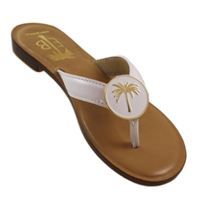 White Patent Medallion Sandal on Classic Leather Sole White Patent Medallion Sandal on Classic Leather Sole