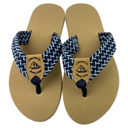 Newport Macrame Sandal in Navy-Ocean with Dark Navy Stamp