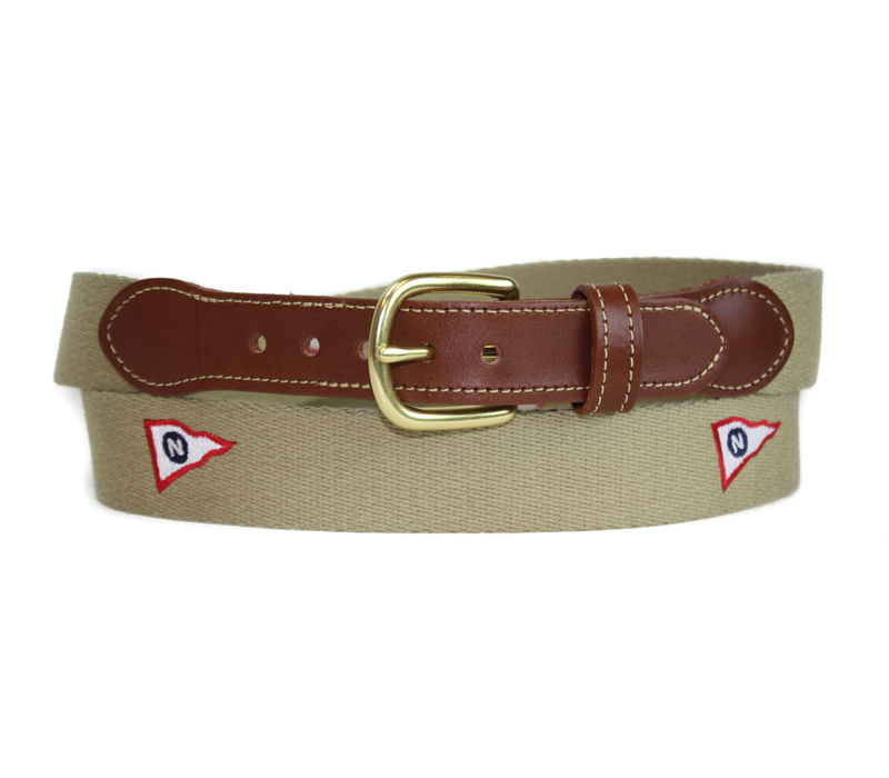 Norwalk Yacht Club Embroidered Surcingle Leather Tab Belt