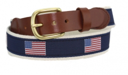 American Flag Motif Belt on Natural Cotton Web