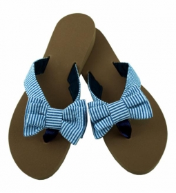 Derby Day Navy Seersucker Sandal
