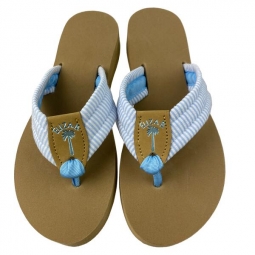 Light Blue Seersucker with Columbia Blue Stamp & Toe Ribbon