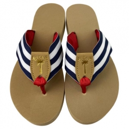 Navy Admiral Stripe with Tan EB and Stamped Gold Palm