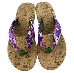Painterly Petals Amethyst with Leaf Palm & Toe on Cork Sole