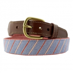 Coastal Blue Stripe on Sail Red Cotton Web