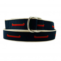 D-Ring Original Red Canoe Motif on Natural Cotton Web