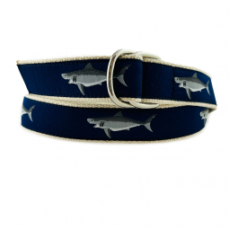 D-Ring Great White Shark Motif on Natural Cotton Web