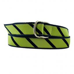 D-Ring Lime Navy Silk Stripe on Navy Surcingle