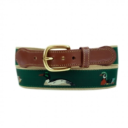 Five Ducks on Khaki Cotton Web with Stitch Tab