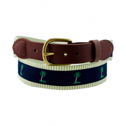 Green Seersucker with PalmTree Motif
