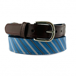 Navy Surcingle Stitch Tab Belt with Sailor Stripe