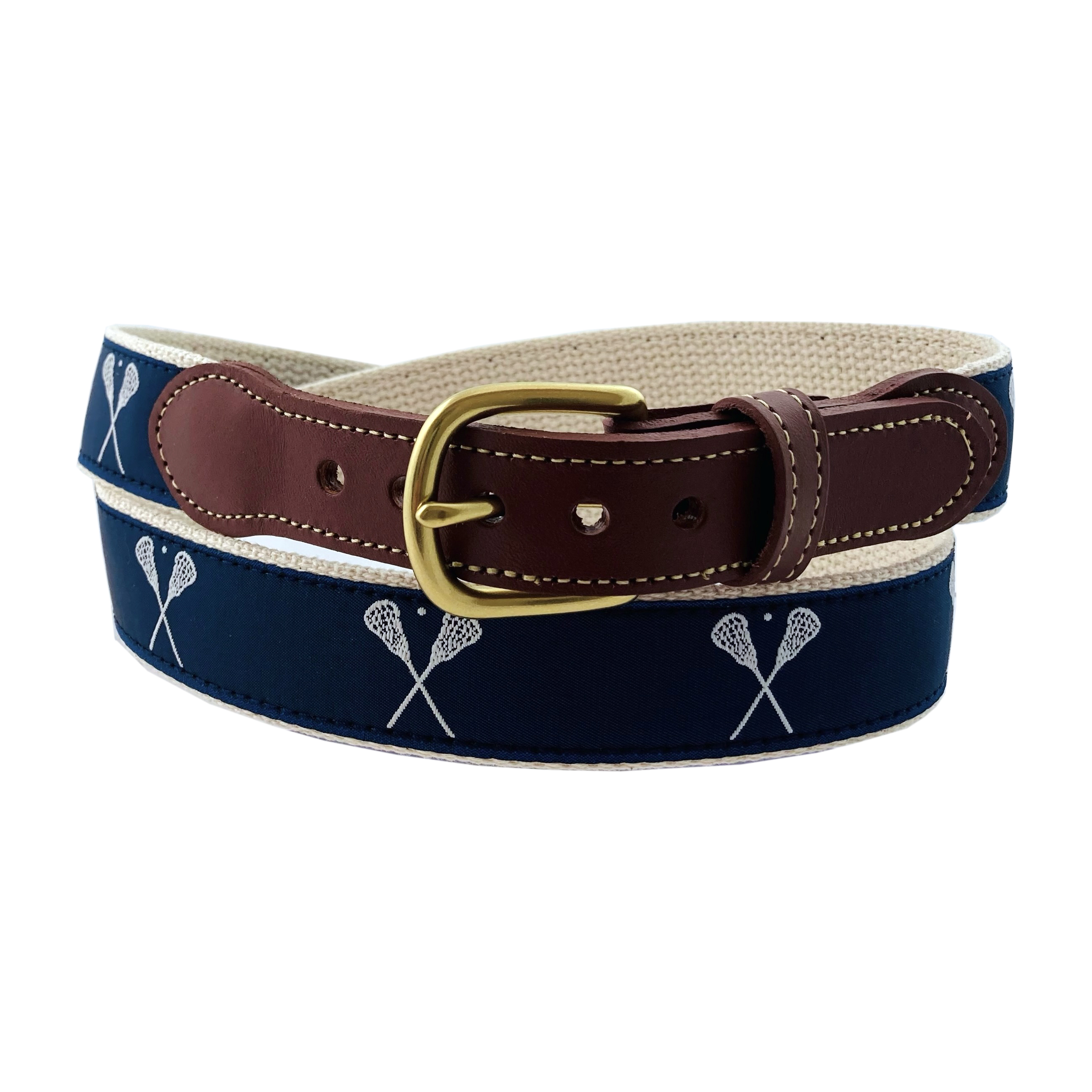 New Lacrosse Ribbon Tab & Buckle Motif Belt Eliza B & Leather Man Ltd