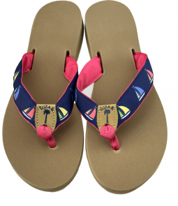 Summer Sailing 1" with Watermelon Back and Toe and Blue Stamped EB