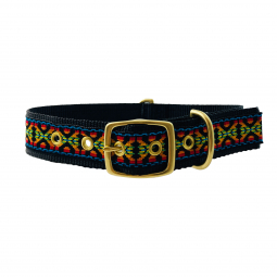 Classic Dog Collar in Black Nylon with Guitar Strap Motif