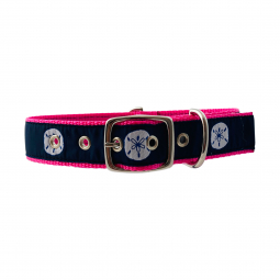 Classic Dog Collar in Hot Pink Nylon with Sandollar Motif