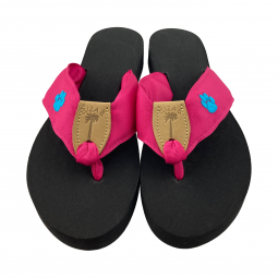 Hot Pink Ribbon with Turquoise Paw Embroidery
