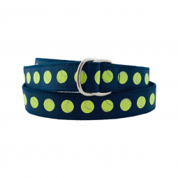 D-Ring Tennis Balls Motif Belt on Navy Cotton Web