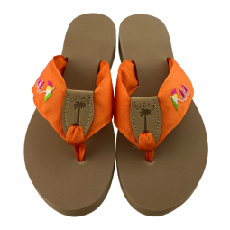 Orange Ribbon Sandal with Beach Chairs Embroidery