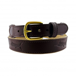 Khaki Cotton Web with Dark Brown Leather Marlin Stamp Accent