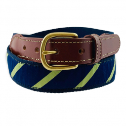 Stitched Tab Navy Cotton Web with Navy & Lime Rep Stripe