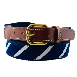 Stitched Tab Navy Cotton Web with Navy & White Rep Stripe