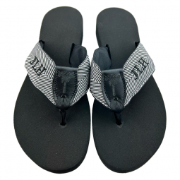 Black Monogrammed Ribbon Sandal with Black Leather Peanut