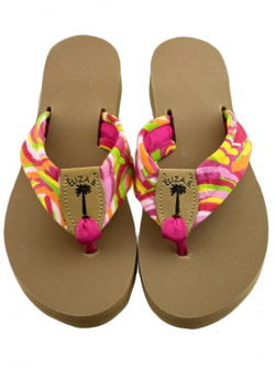 Dali Fabric with Hot Pink Toe and Regula Eliza B Peanut