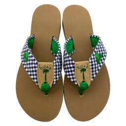 Navy Check Fabric with Kelly Shamrock