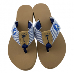 Ladies OLBC Navy Seersucker Fabric Sandal