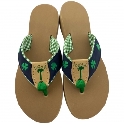 Kelly Check Fabric Sandal with Shamrock Motif and Kelly Stamp