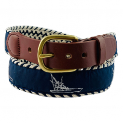 Newport Navy & Natural Macrame with 552 Go Fish Motif Ribbon