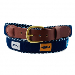 Newport Ocean & Navy Macrame with 546 Fish Flags Motif Ribbon