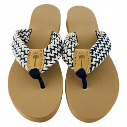 Newport Natural & Navy Macrame Sandal