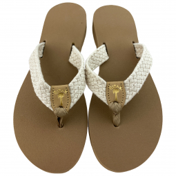 1" Natural Macrame Sandal with Tan EB & Gold Stamp