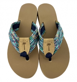Bamboo Fabric Sandal with Dark Navy Toe Ribbon