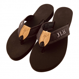Black Raffia Monogram Sandal