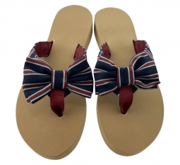 Maritime Stripe Derby Day Bow with Currant Toe