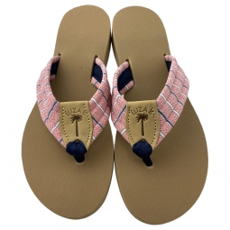 Coastal Red Stripe with Dark Navy Toe Ribbon