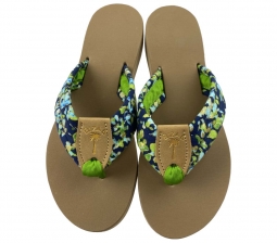 Efflorescence Fabric Sandal with Gold Stamp & Apple Toe