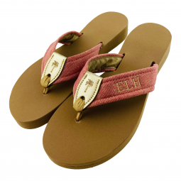 Mettalic Rose Monogram Sandal with Gold Patent Peanut