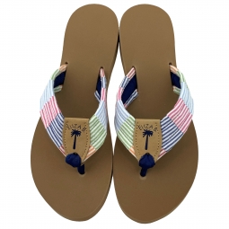 Seersucker Patch with Light Navy Stamp & Toe Ribbon