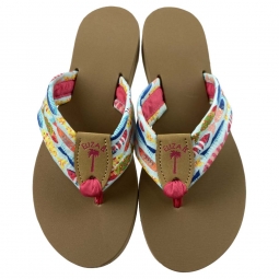 Something Fishy Fabric Sandal with Watermelon Stamp Palm & Toe Ribbon