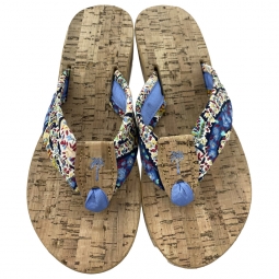 Burton Multi Cork Wedge Bluebird Palm & Toe Ribbon