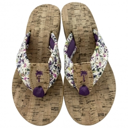 Daisy Fields Cork Wedge Amethyst Palm & Toe Ribbon