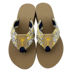 Lemon Mosaic with Yellow Stamp & Dark Navy Toe Ribbon