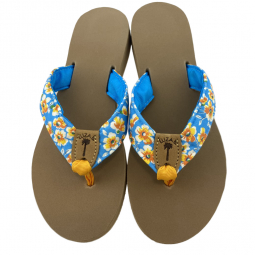 Skinny Blue Flower Branch Fabric Sandal