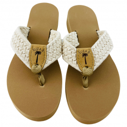 Natural Macrame Sandal with Khaki Toe Ribbon