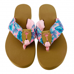 Jungle Pink Ribbon Sandal with Tan Peanut & Light Pink Stamp