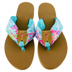 Palm Beach Cutie Ribbon Sandal with Tan Peanut & Light Pink Stamp