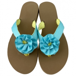 Mini Rosette Sandal in Turquoise & Lemon